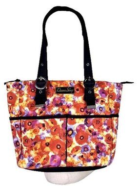 Donna Sharp Tote Handbag Purse Poppy Floral Adjustable Buckle Double Straps